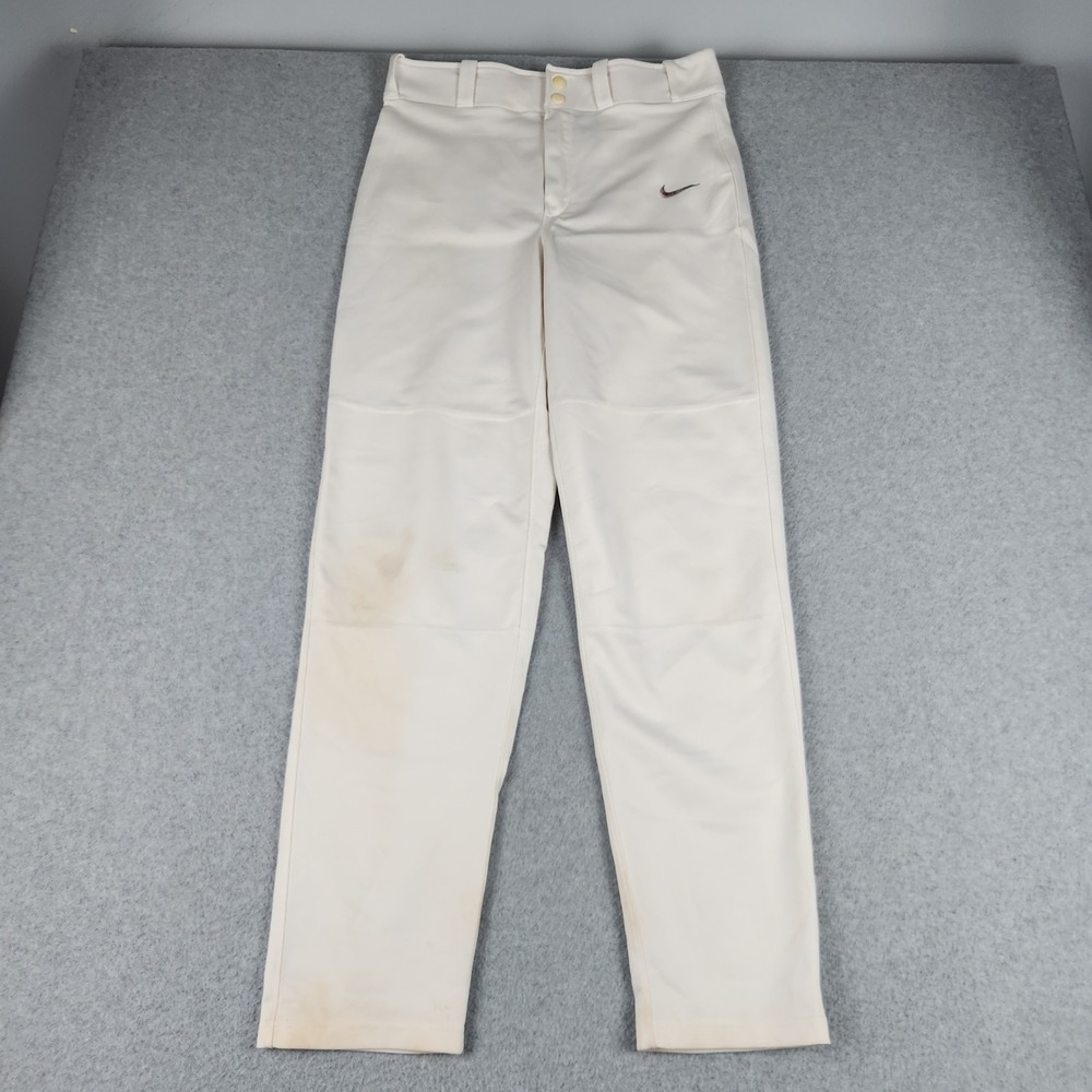 Nike High Baseball Pants Mens Small White Athletic Reinforced Knee Performance